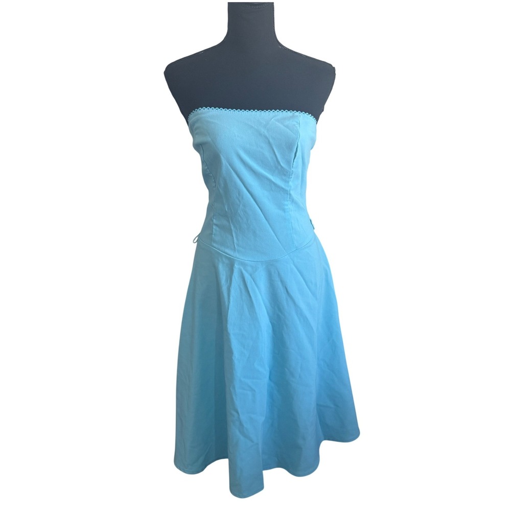 Vtg Charlotte Russe Womens Y2K Strapless Midi Dress M Preppy Soft Girl Church